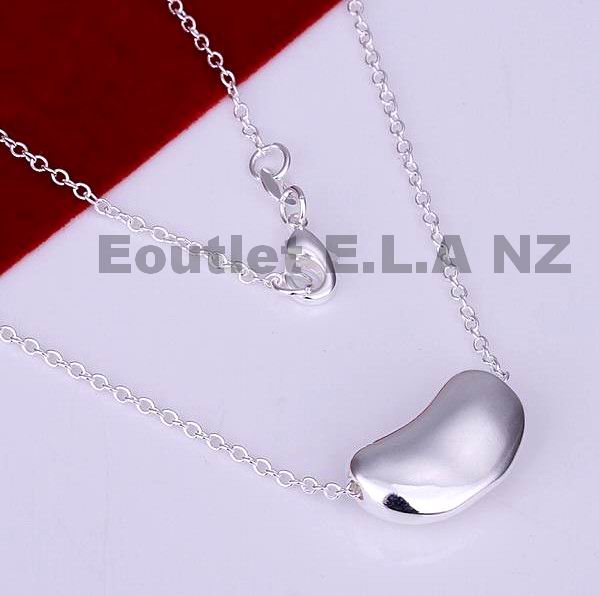CUTE 17mm BEAN SILVER NECKLACE-46cm